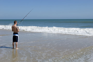 Male Fishing in Ocean