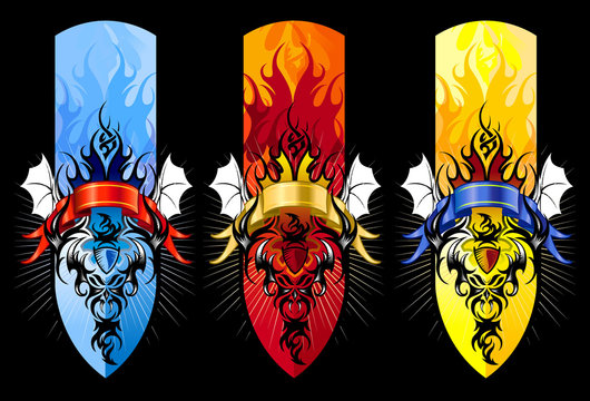 Set de diabolicos banners en varias propuestas de color