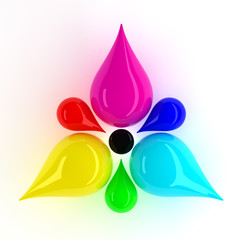 CMYK and RGB Flower with Drips. Include Clipping Path.