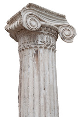 Ancient greek ionic column isolated on white © kmiragaya