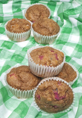 Healthy Whole Wheat Rhubarb Muffins