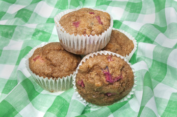 Healthy Whole Wheat Rhubarb Muffins