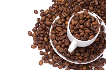 cup of coffee on white