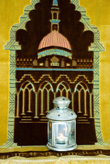 Islamic Praying Carpet and old lamp
