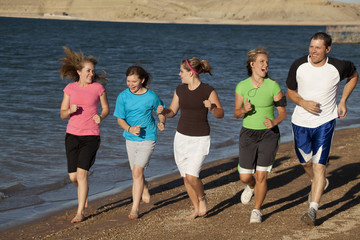 having fun famiily jog