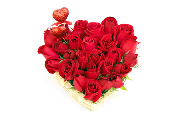 love heart shape red roses gift bouquet for valentine wedding