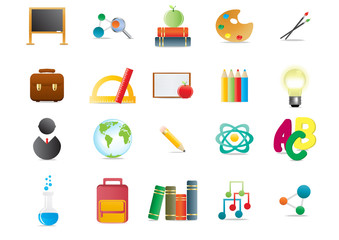 Collection of scholastic icons, vector illustration