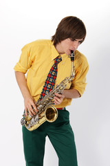 Naklejka premium Man with a sax