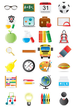 Vector illustration of collection of education icons