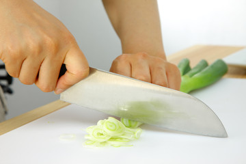 cut long green onion