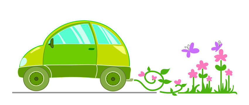 Automobile ecologica con fiori