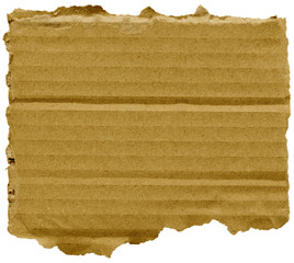 Torn square of cardboard, isolated on a white background.