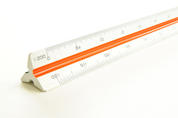 Scale ruler on white background.