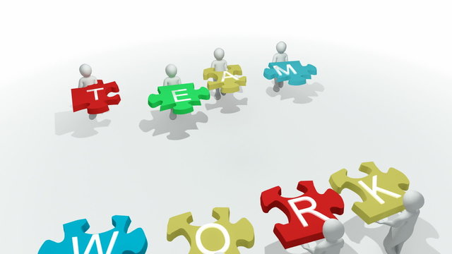 3d-men with a puzzle