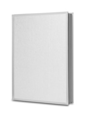 White blank linen book isolated with clipping path