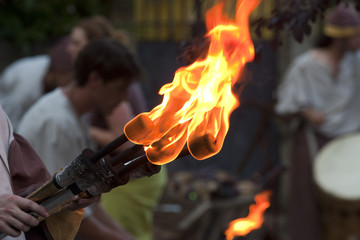 Medieval fire torch during the Rodemack Festival