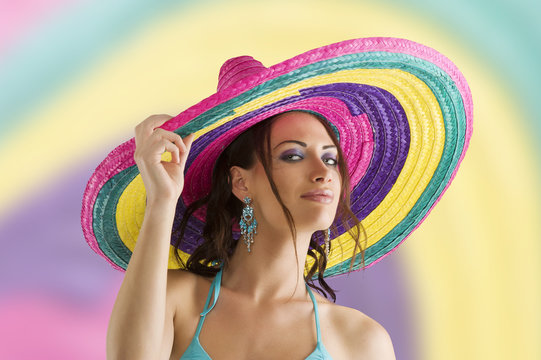 Summer Girl With Sombrero
