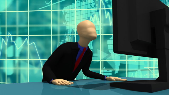3d-man  observing the share market