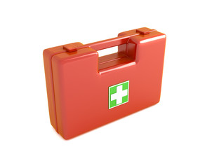 First aid kit isolated on white