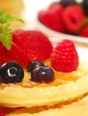 Waffles with fresh fruit