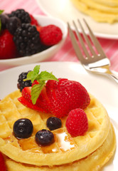 Waffles with fresh fruit