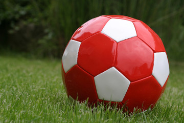 Fototapeta na wymiar Red soccer ball