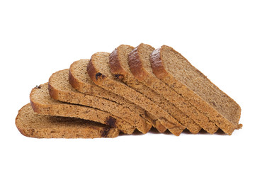sliced bread on white background