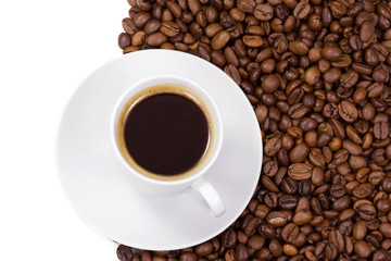 Fototapeta premium cup of coffee at beans
