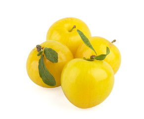 yellow plum isolated in white background