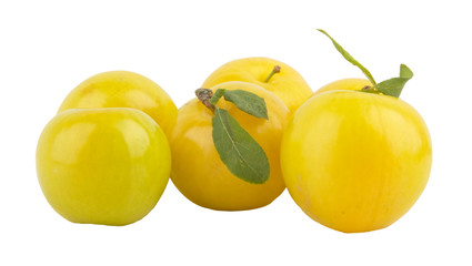 yellow plum isolated in white background