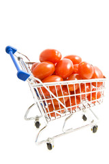 Little tomatoes in shopping trolley