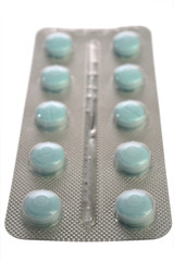 blister of pills on a white background