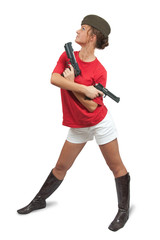 girl with  pistols and garrison cap