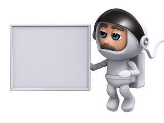 3d Astronaut sees the sign