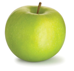 green  granny smith apple on a white background