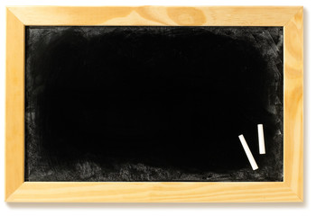 blank blackboard chalkboard and chalk