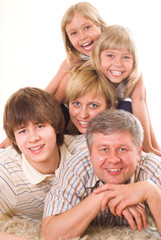 portrait of a happy family of five
