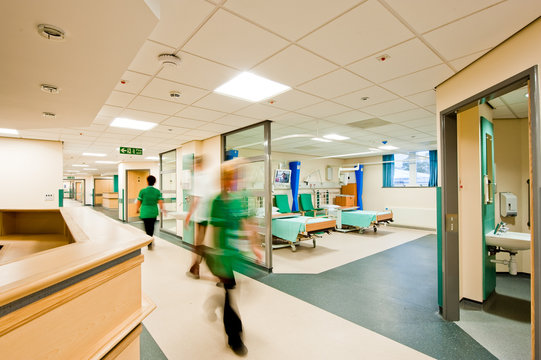 View over a modern hospital room