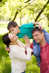 happy family on the nature