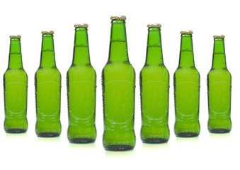 Beer bottles isolated on white background
