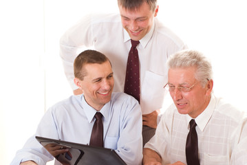 businessmen working  on a white background