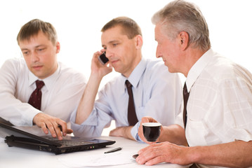 businessmen working  on a white background
