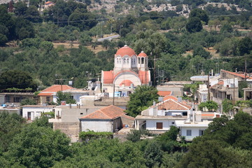 small cretan village with church