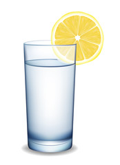 Glass of water with lemon. Vector illustration.