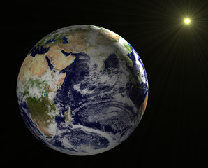 Planet Earth in the sunlight