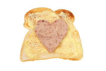 Toast with heart shaped pate