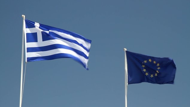 Flaggen Griechenland und EU