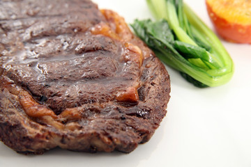 sirloin steak with caisin vegetable