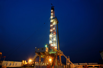 Drilling rig in the night