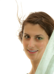 frau im Wind